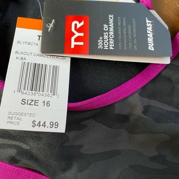 TYR Blackout Camo Racerback Bra Women’s size 16 - NWT - Picture 6 of 6
